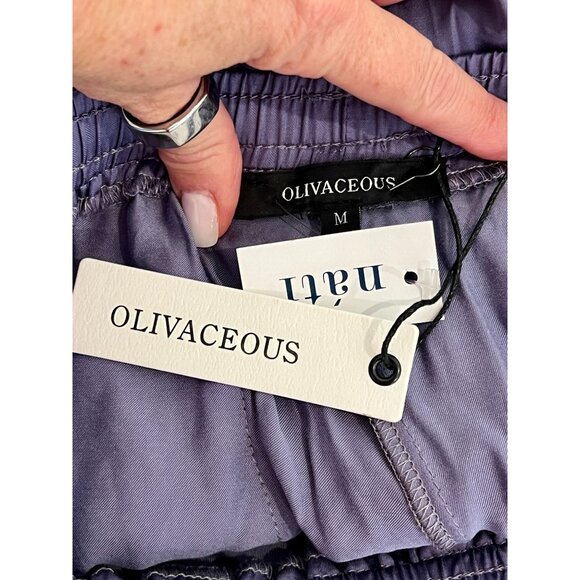 Olivaceous Purple Satin Cargo Jogger Pants with Pockets NWT - Size M - Picture 6 of 10